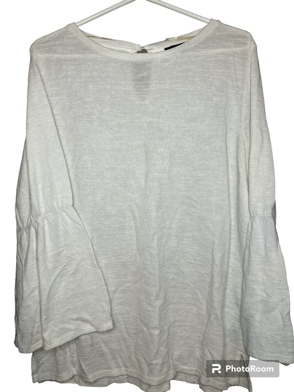 Sanctuary Long Flowy Bell Sleeves Keyhole Detail White Tunic Blouse Size L